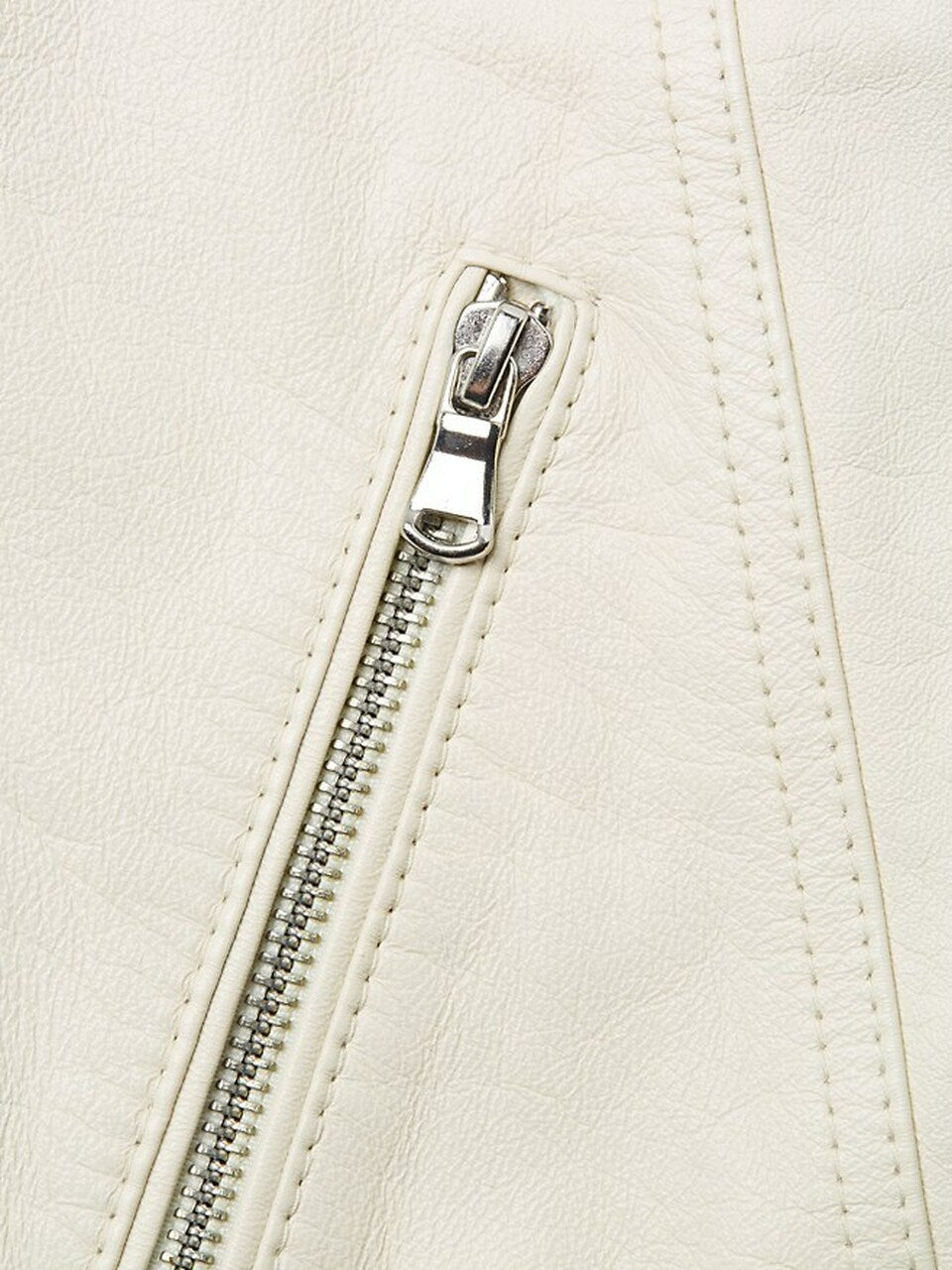 Women White Leather Biker Jacket Fitted Moto Style