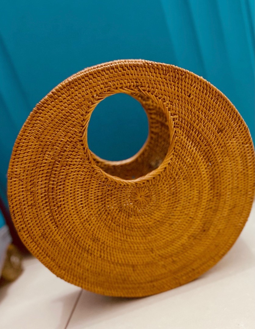 Rattan Half Moon Woven Handbag