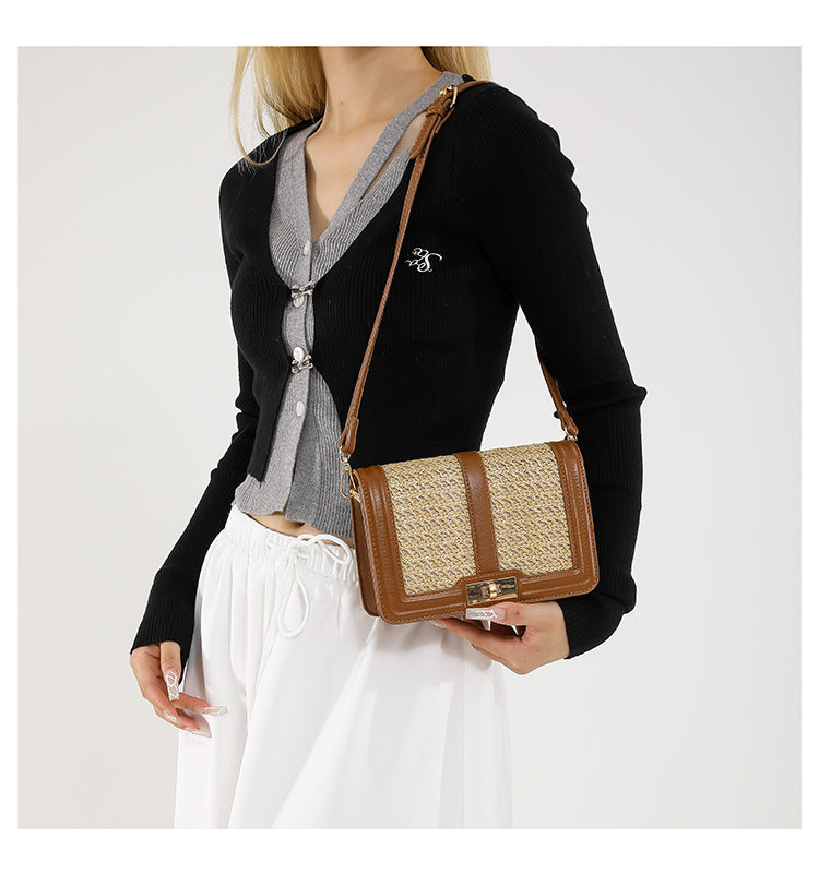 Small Woven Straw Crossbody Bag Summer Beach Purse