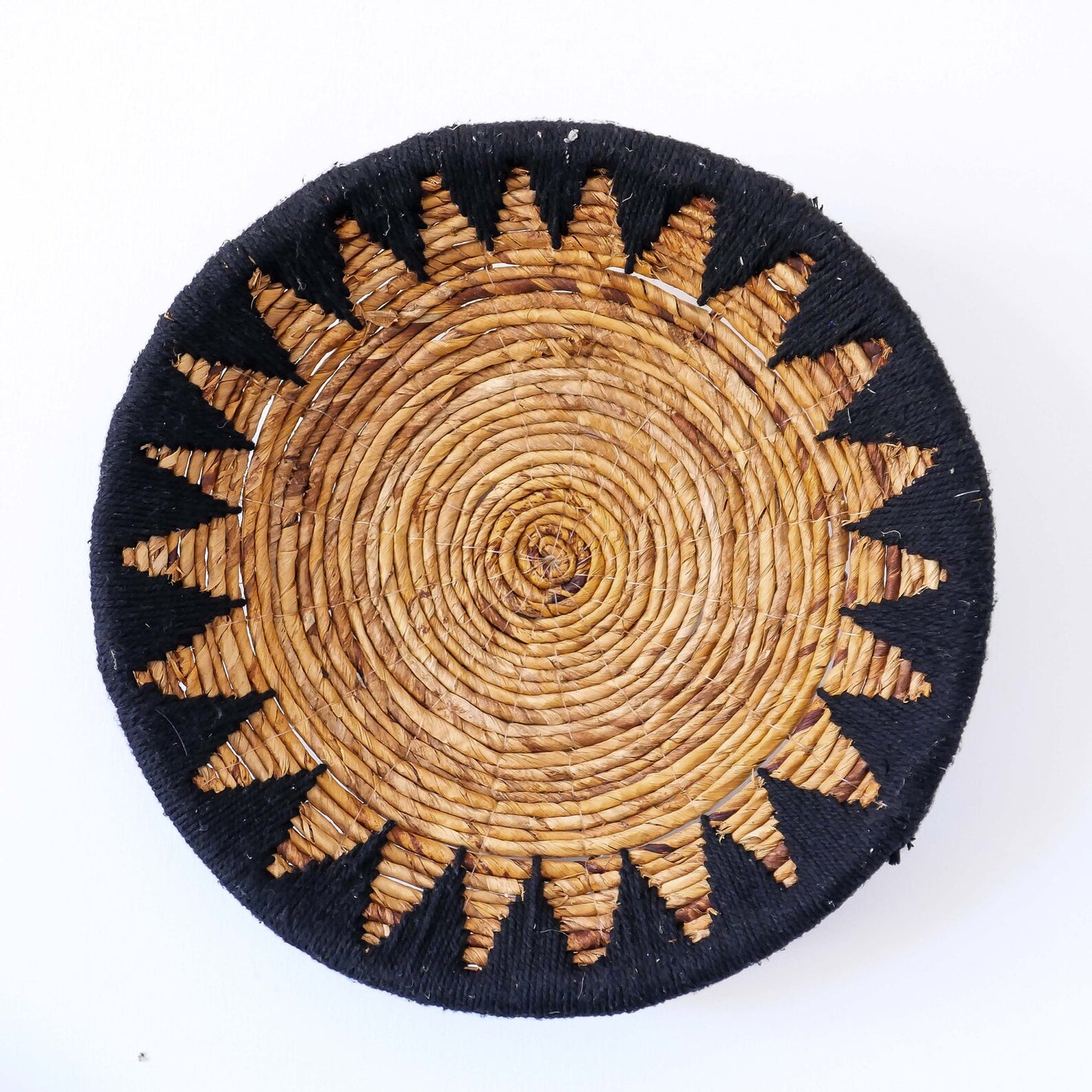 banana bark and macrame wall decor plates