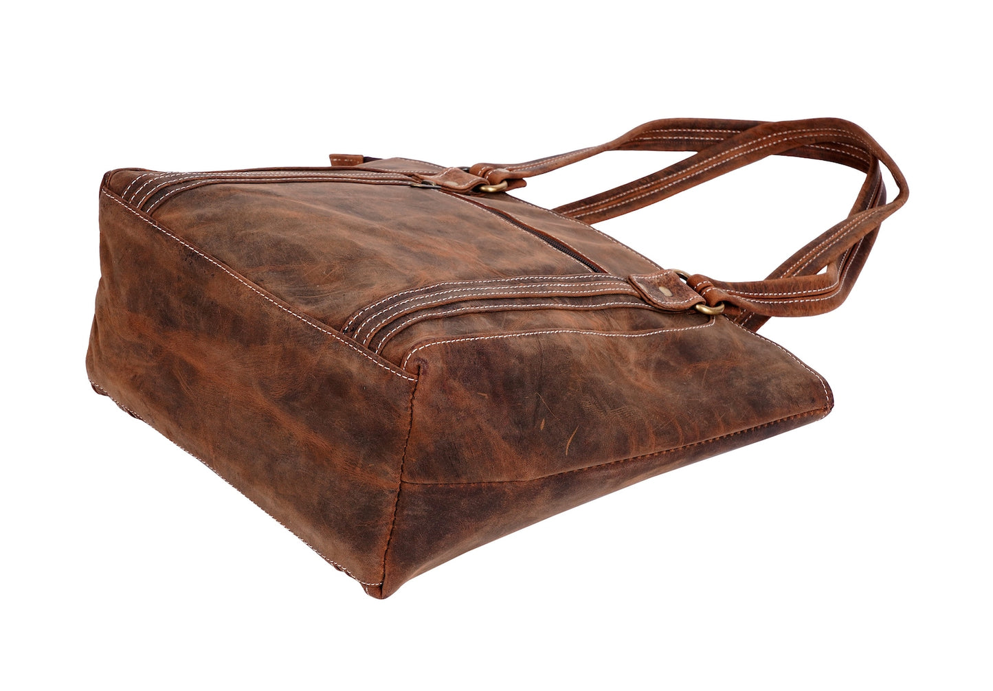 leather tote bag with zipper