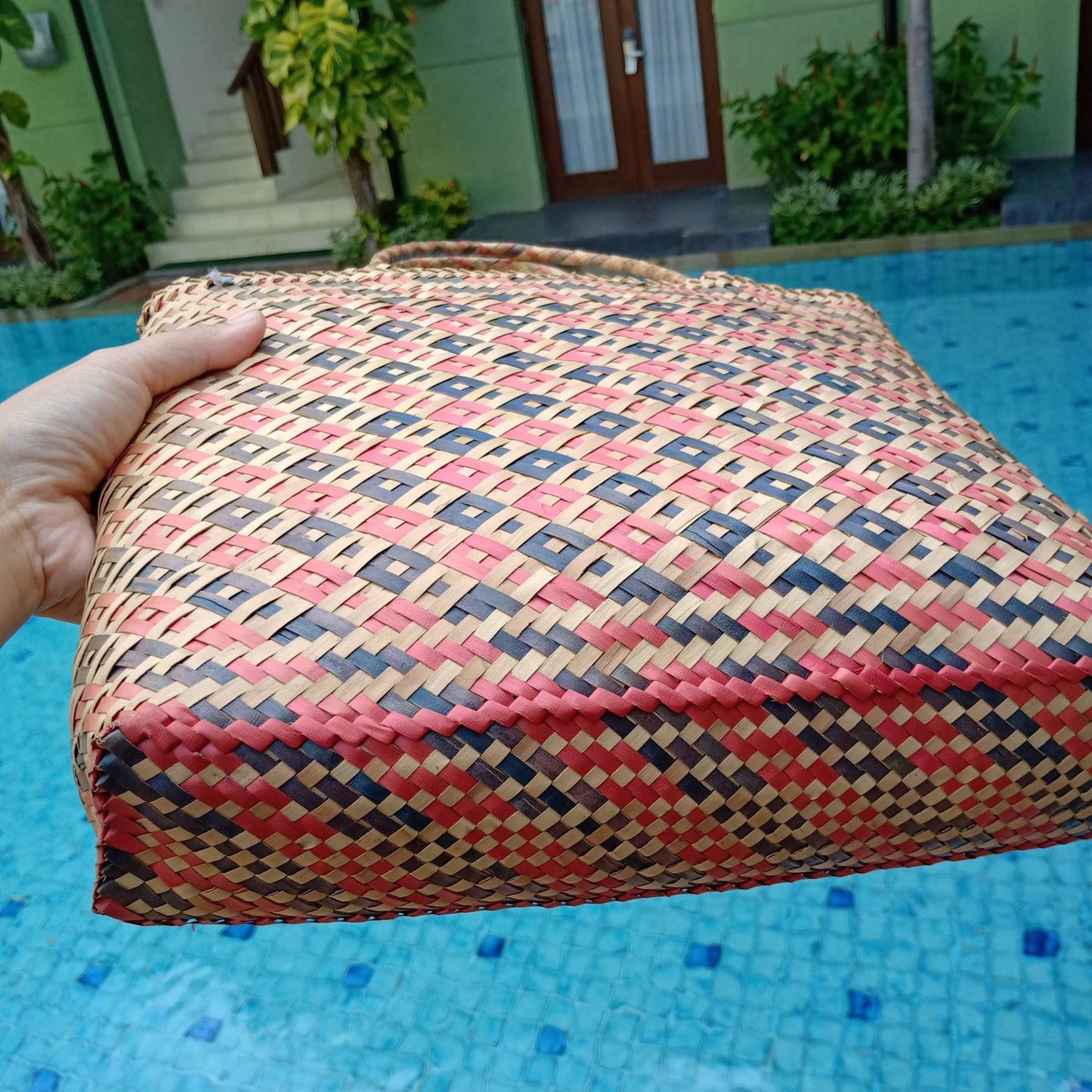 Handmade palm leaf shopping Tote bag