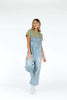 Distressed Denim Overall Dress Wide Leg Jumpsuit