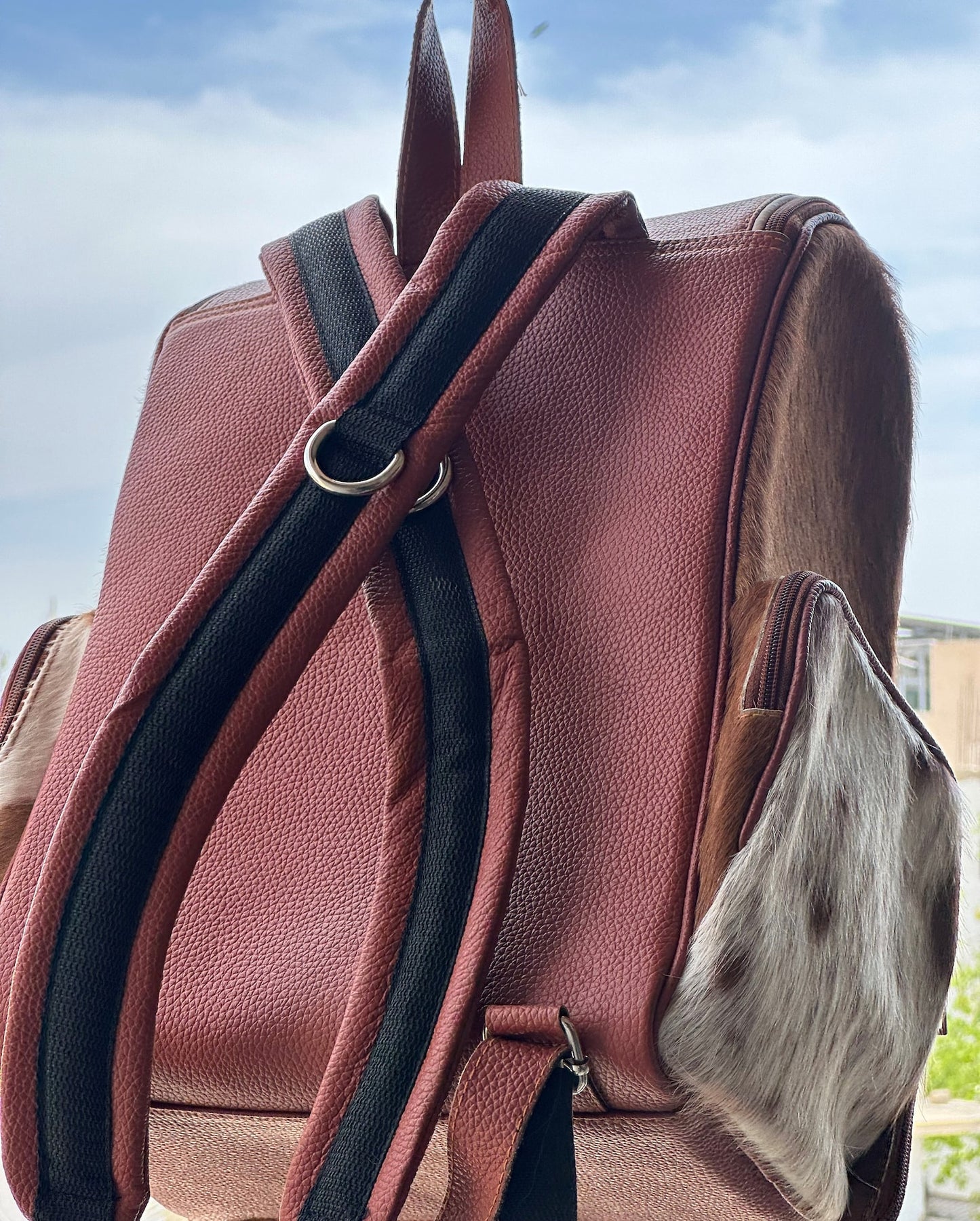 Reddish Brown Cowhide Backpack