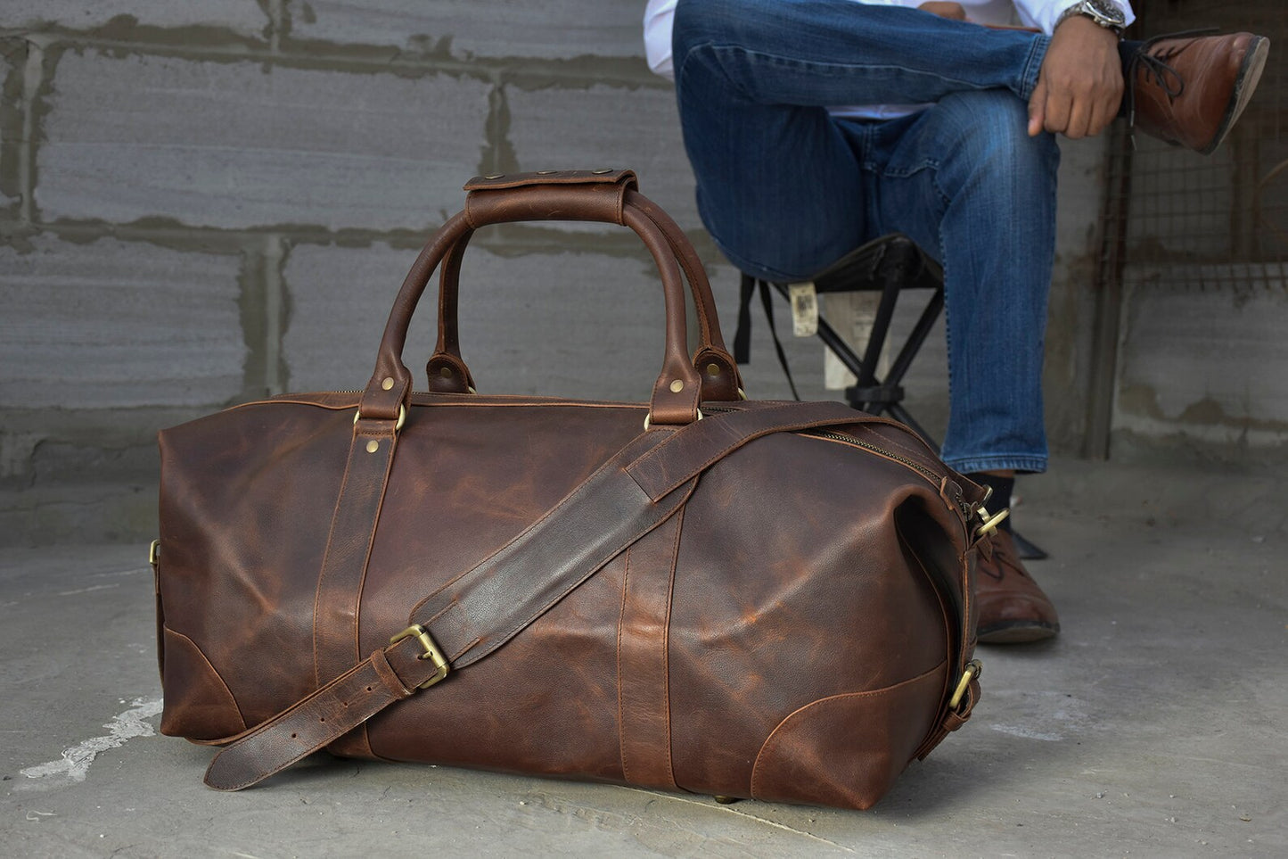 leather weekender bag duffel bag