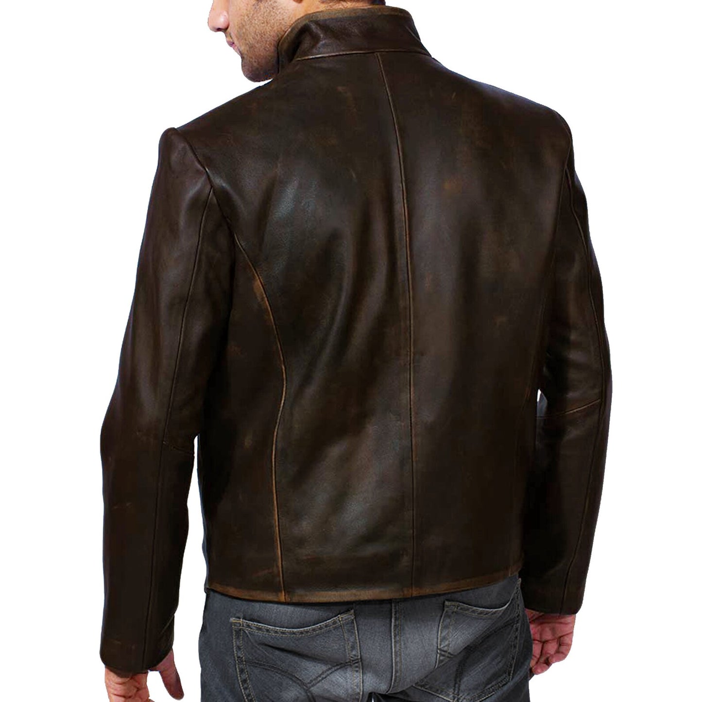 Handmade Vintage Distressed Brown Leather Jacket For Men