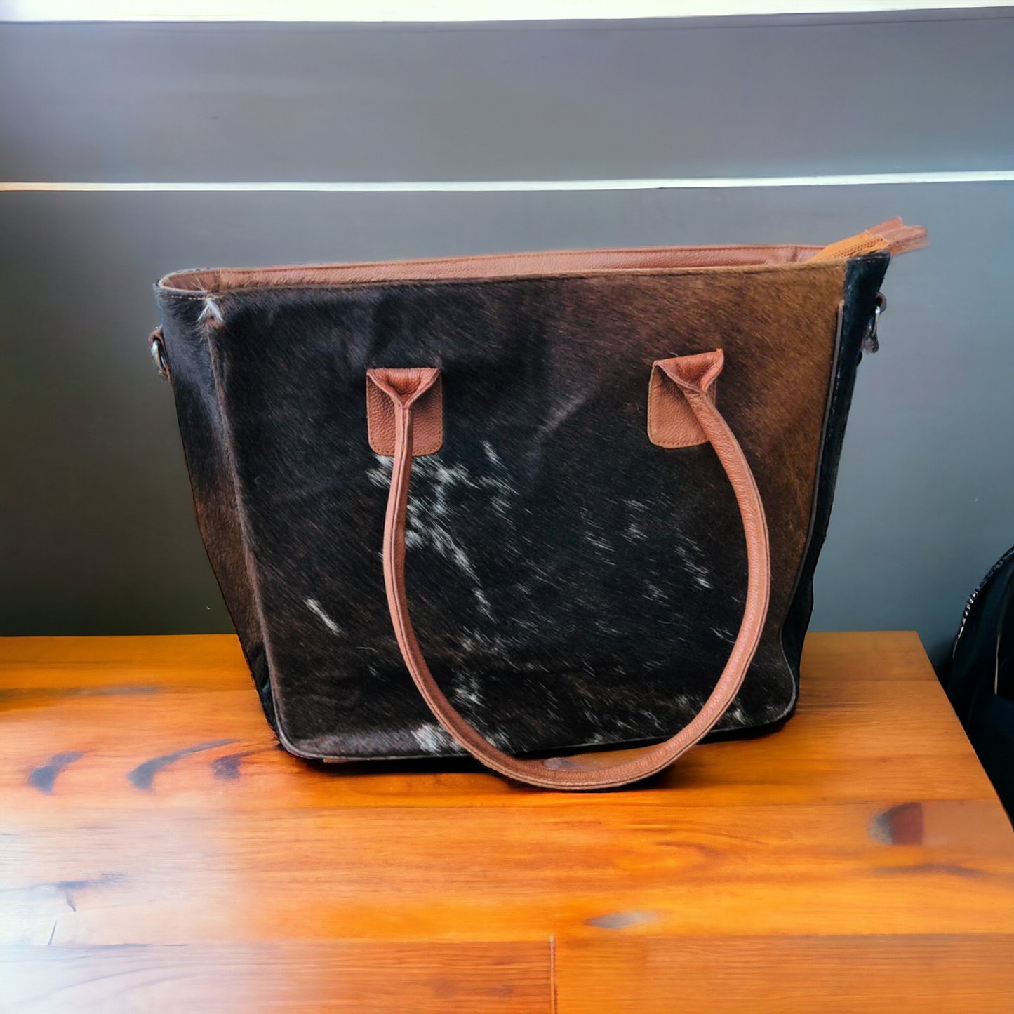 Dark Tricolor Cow Skin Purse