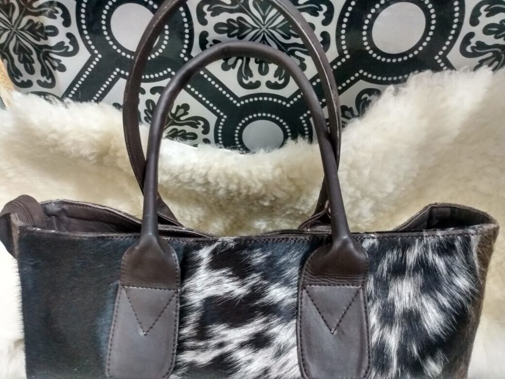 Black White Hair On Hide Purse