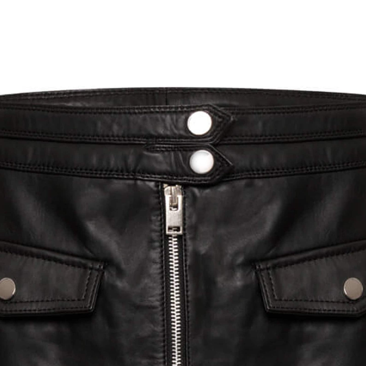 Genuine Women Leather Skirt with Front Zip