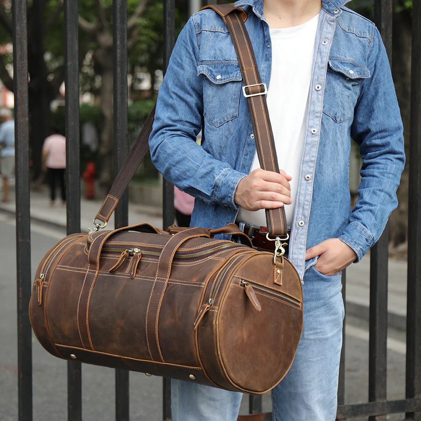 Leather Travel Duffle Bag Weekender