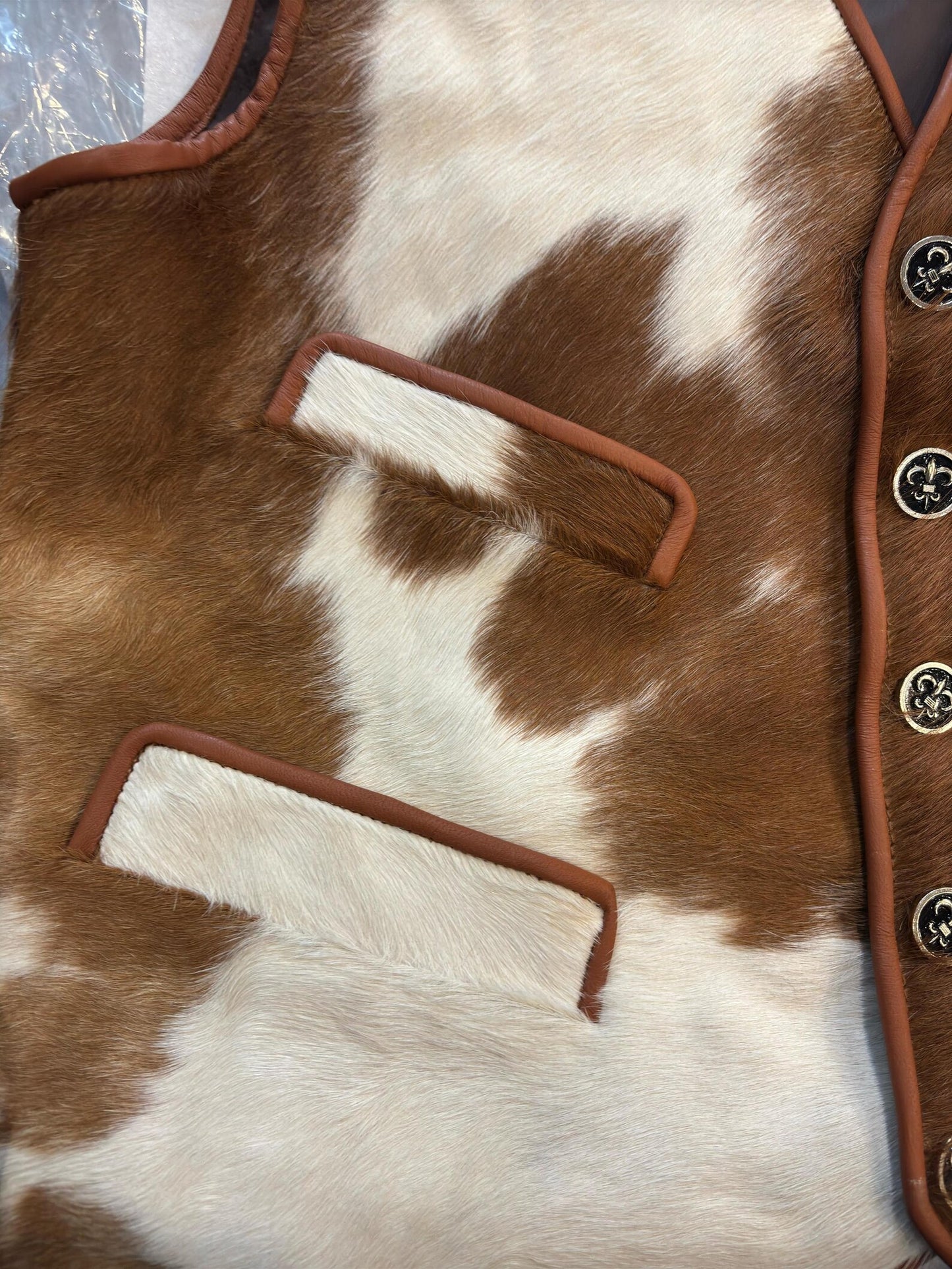 Cowhide Vest Brown White
