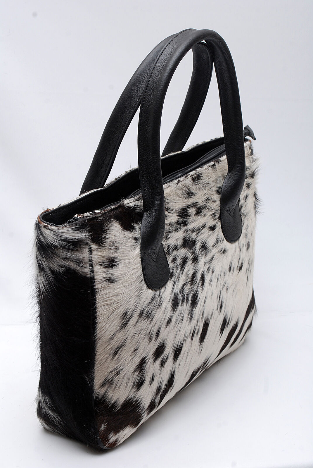 Black White Cow Skin Fur Shoulder Purse