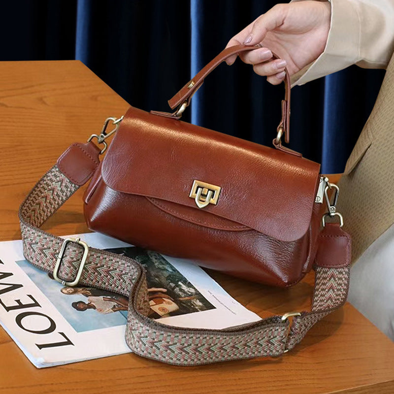 Genuine Leather Small Flap Shoulder Bag Crossbody