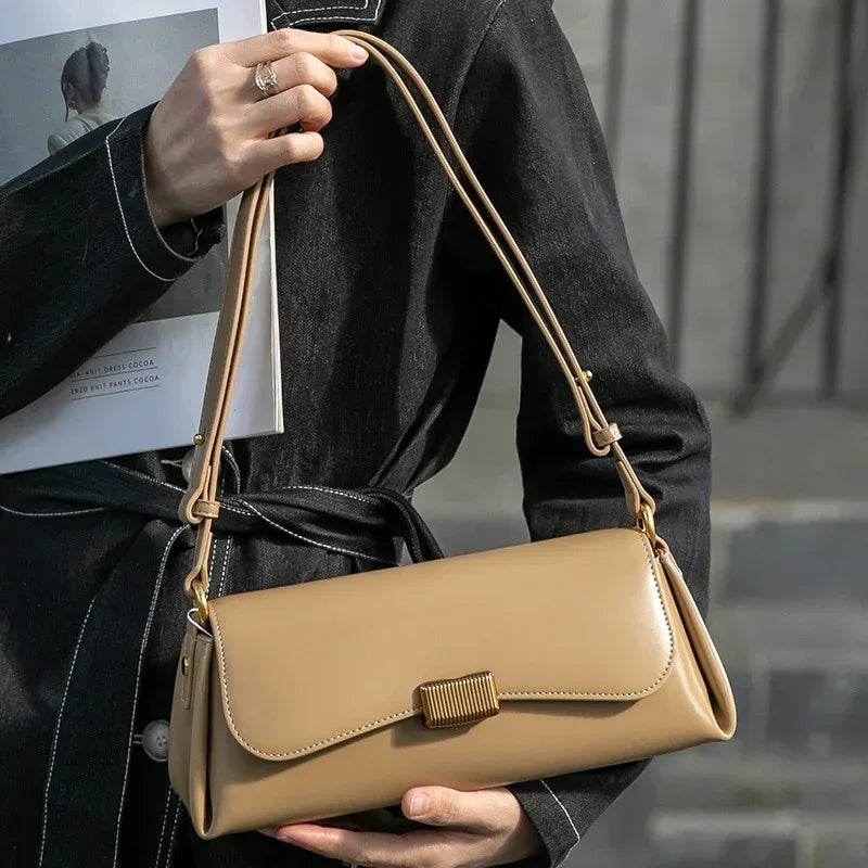 women genuine leather underarm bag