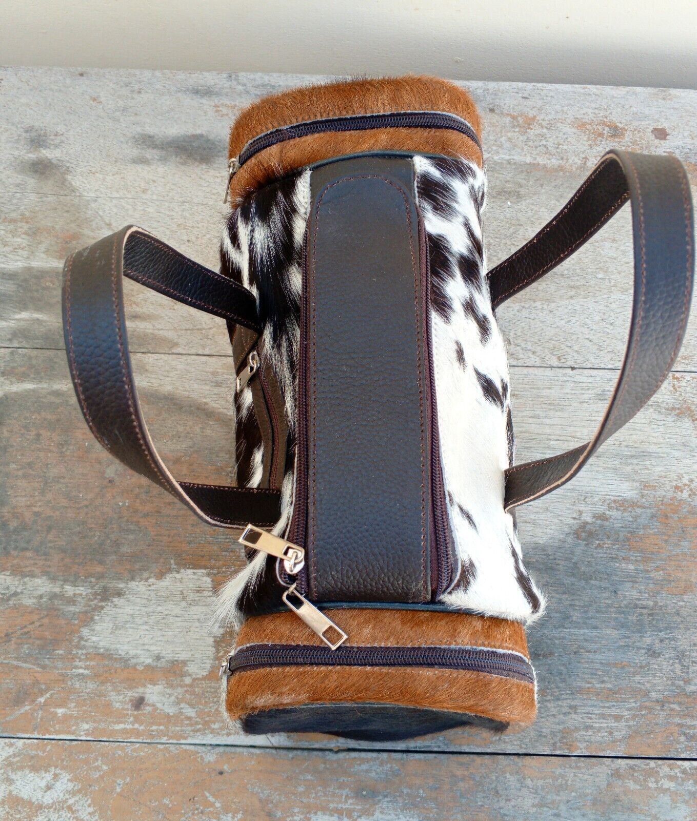 Tricolor Cow Skin Duffle Bag