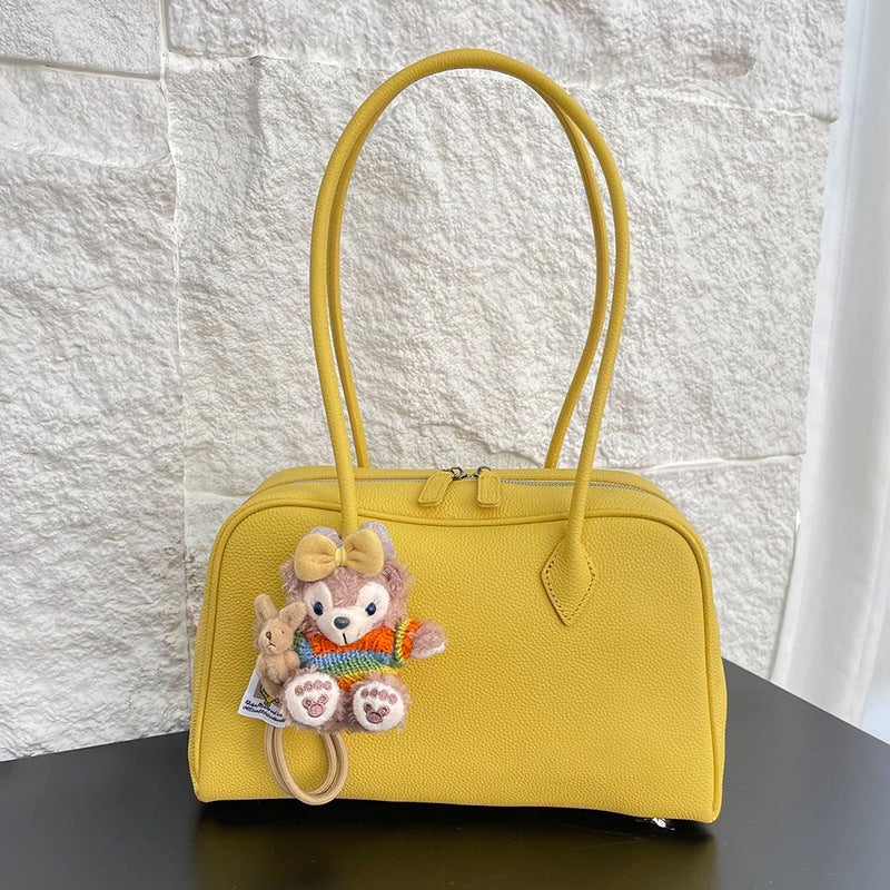 Genuine Leather Shoulder Bag for Women with Zipper Closure