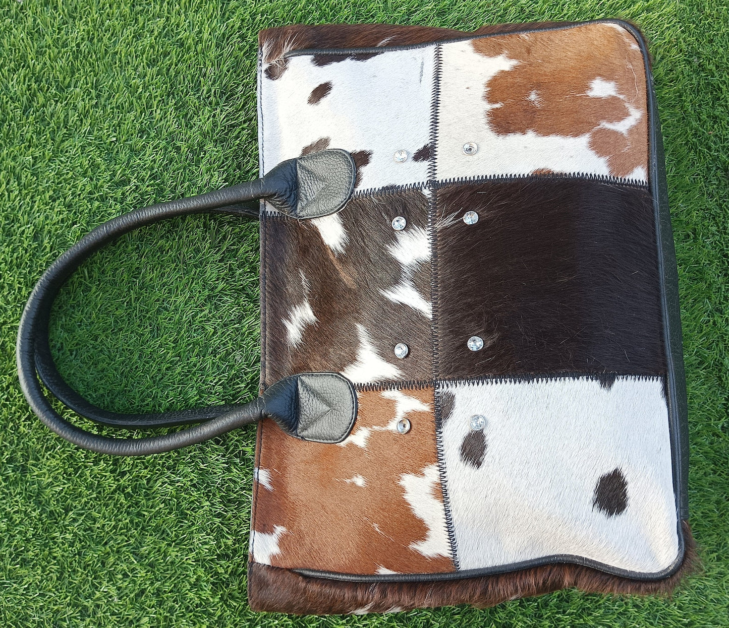 Cowhide Tote Bag Patchwork