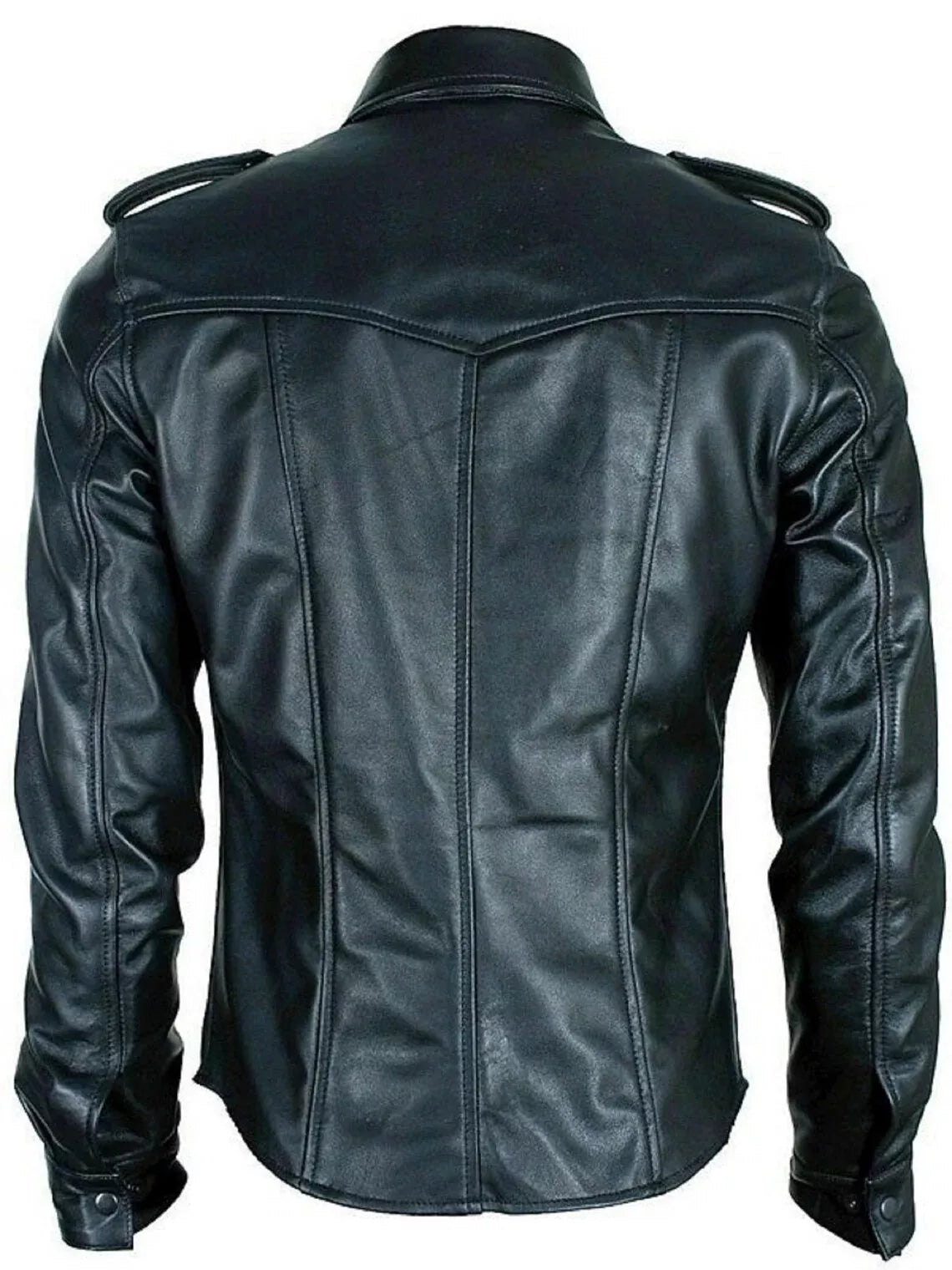 mens leather long sleeve shirt