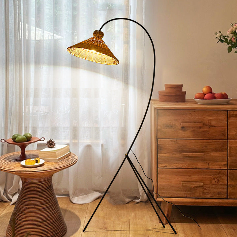 Wabi-Sabi Rattan Floor Lamp Nordic Corner Light