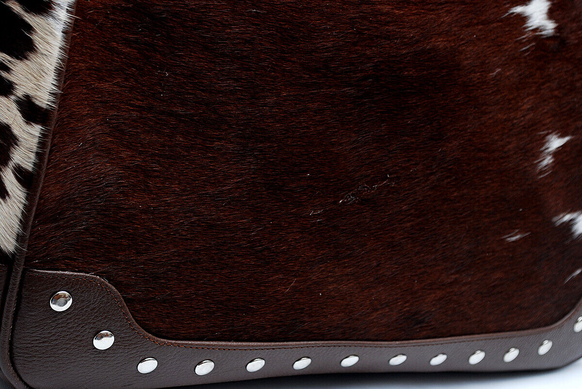 Dark Brown White Cow Fur Shoulder Bag