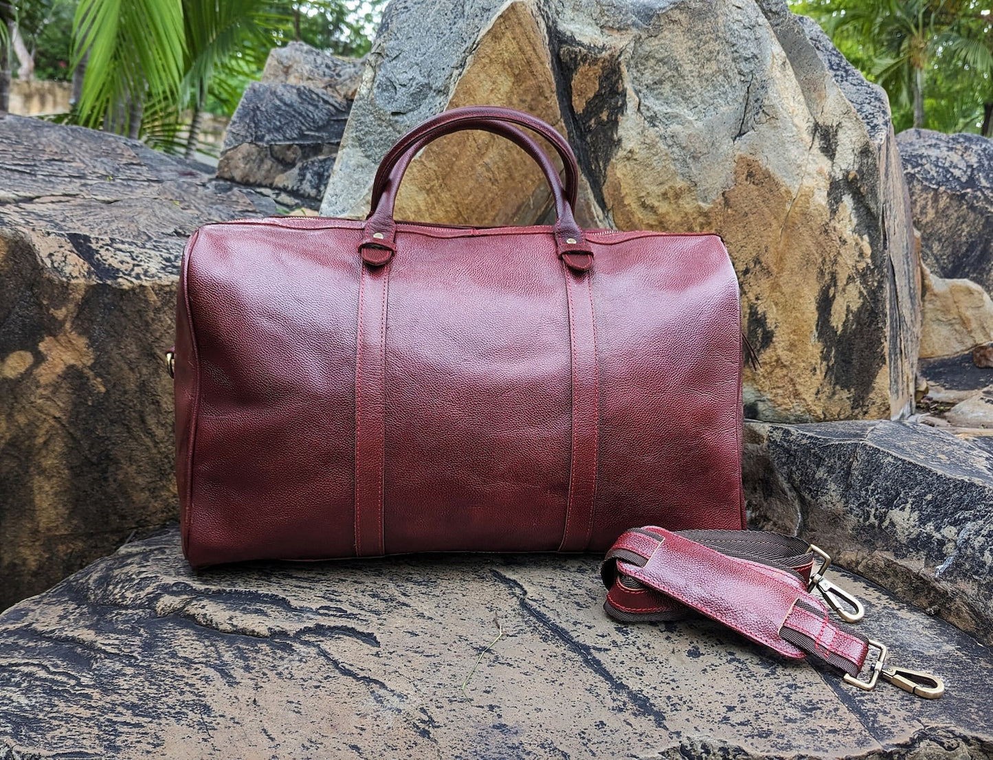 Leather Overnight Travel Duffle Bag for Men