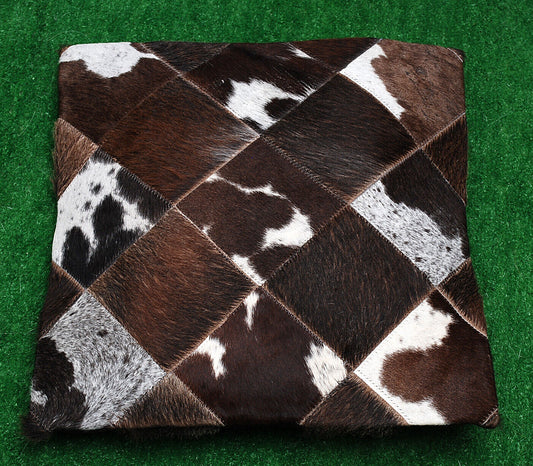 New Dark Cowhide Patchwork Pillow Covers