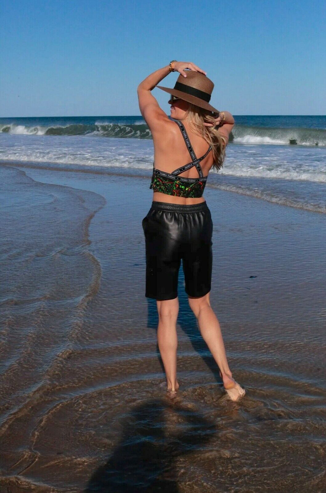 Women's Real Black Leather Shorts
