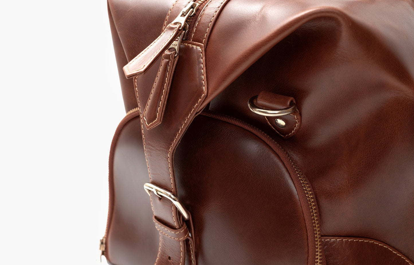 Handcrafted Leather Travel Duffel Bag with Shoe Compartment