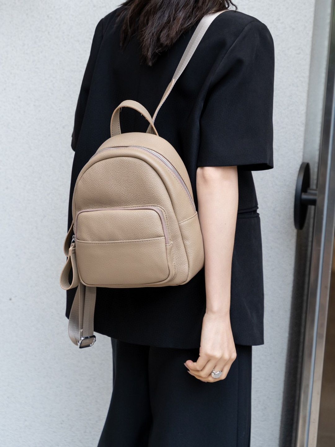 small leather backpack purse for women