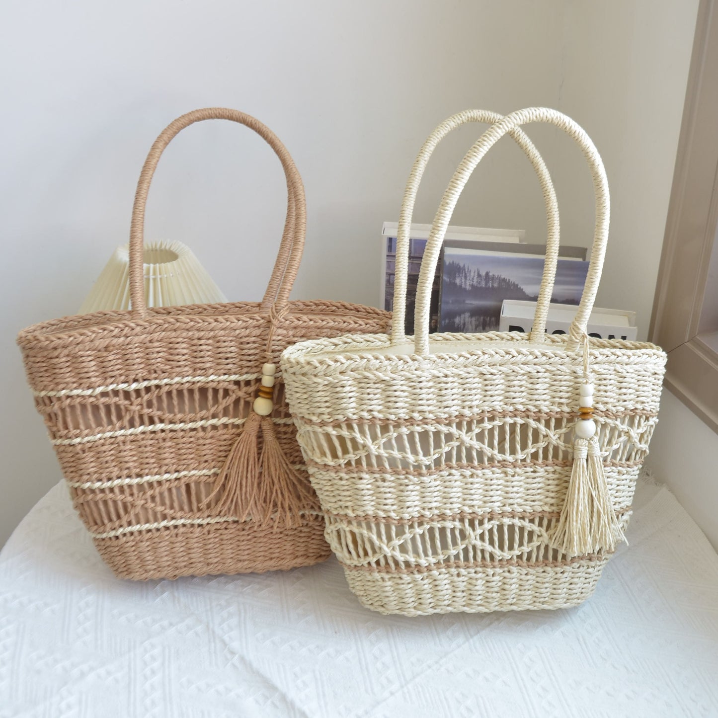 hand woven large straw bag tote purse