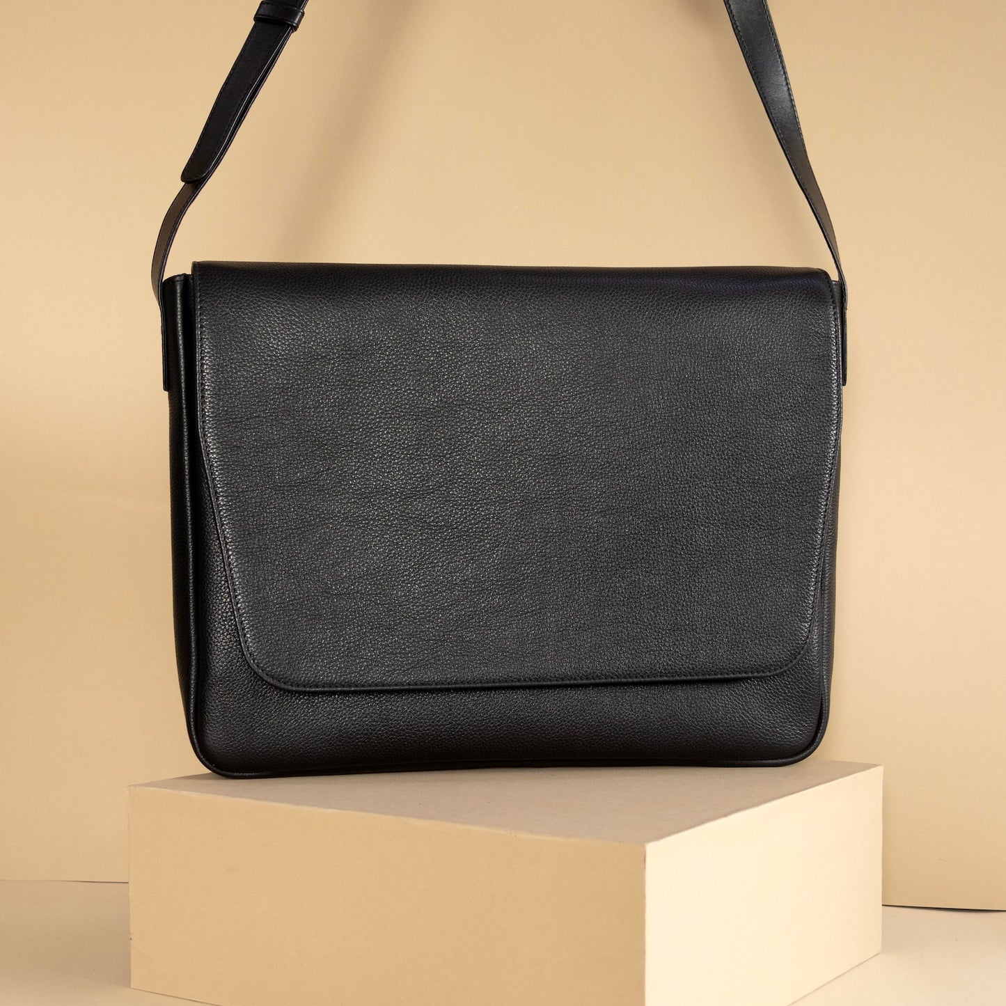 Genuine Leather Messenger Bag With Adjustable Strap