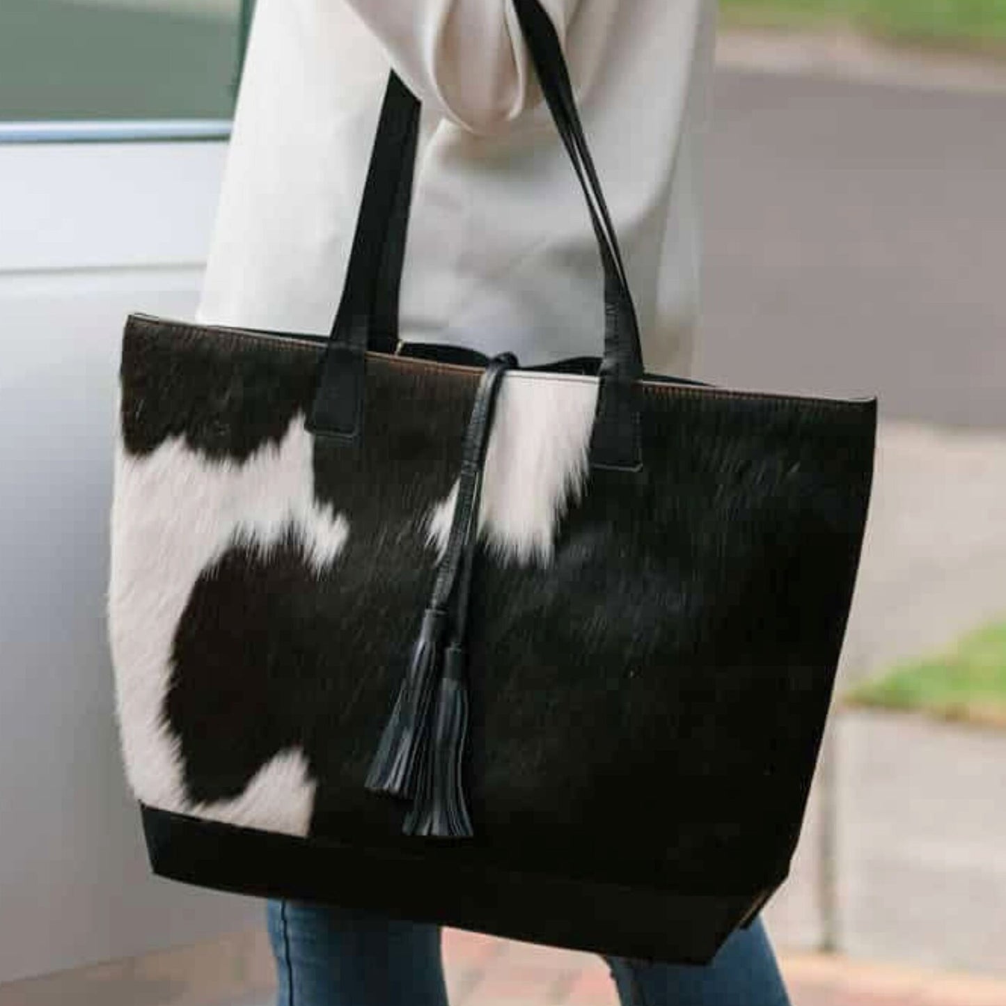 Black White Hair On Cowhide Bag