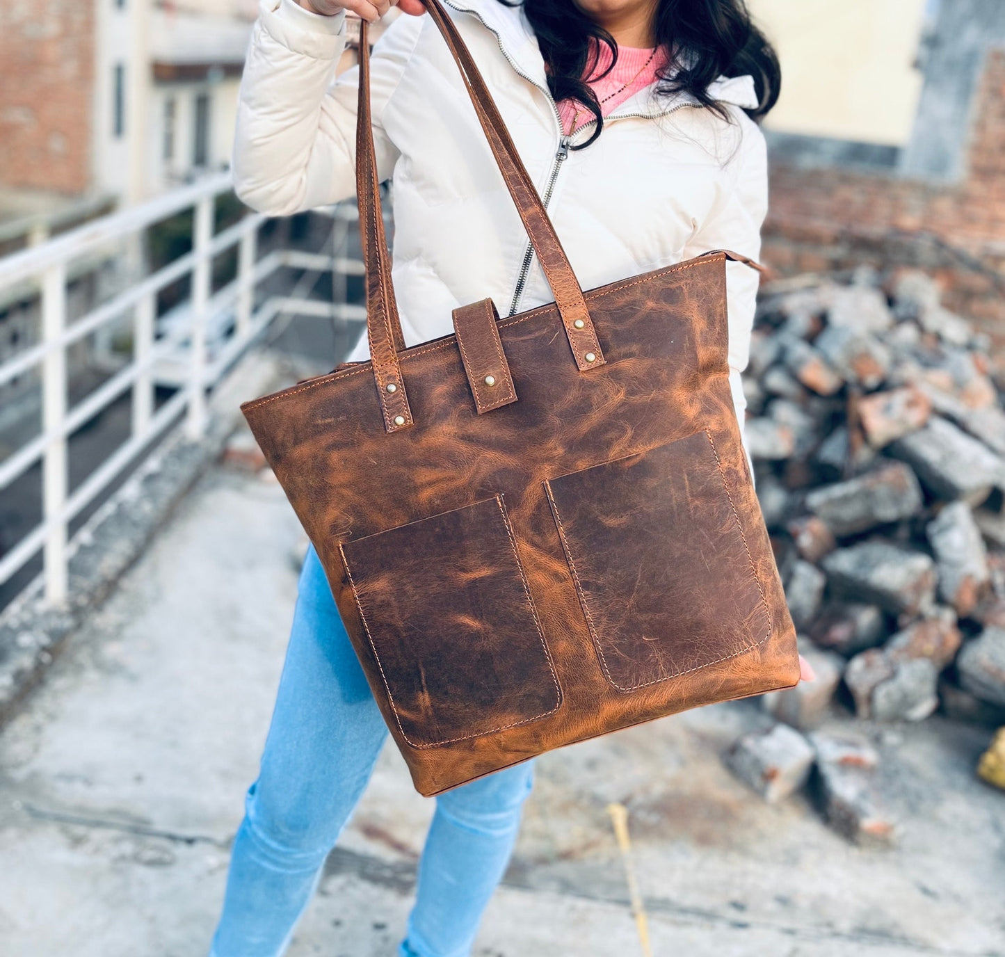 women's leather tote bags