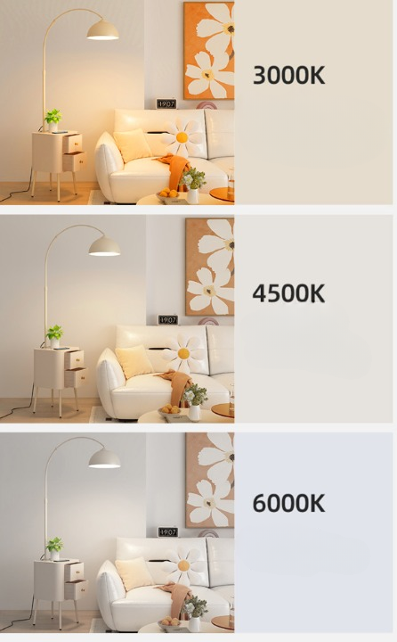 Floor Arc Lamp with Table, Drawer and Wireless Charger