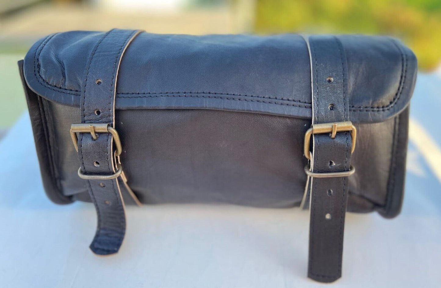 Leather Handlebar Tool Bag Motorcycle