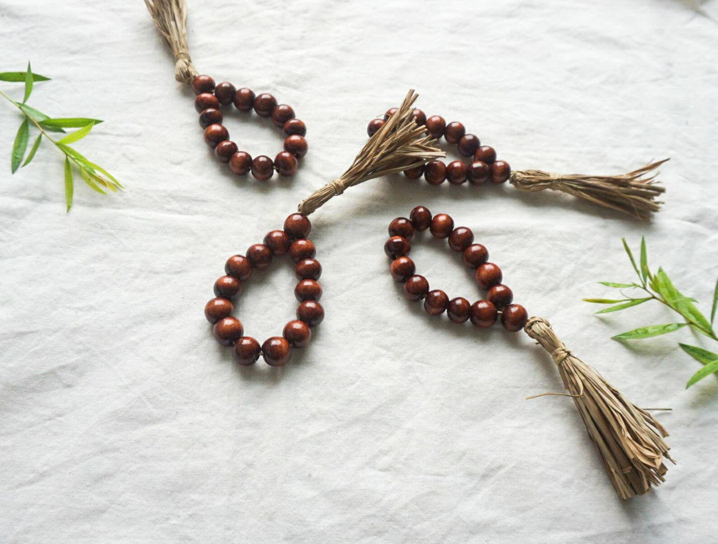 Wood Beaded Rustic Napkin Ring Holder