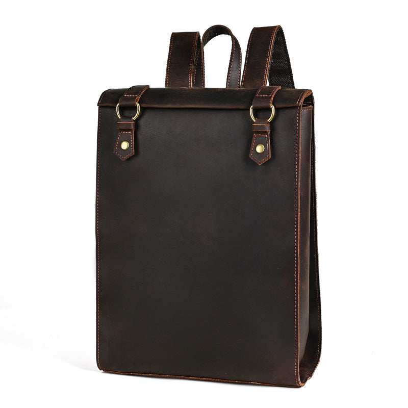 Vintage Crazy Horse Leather Backpack Men Women