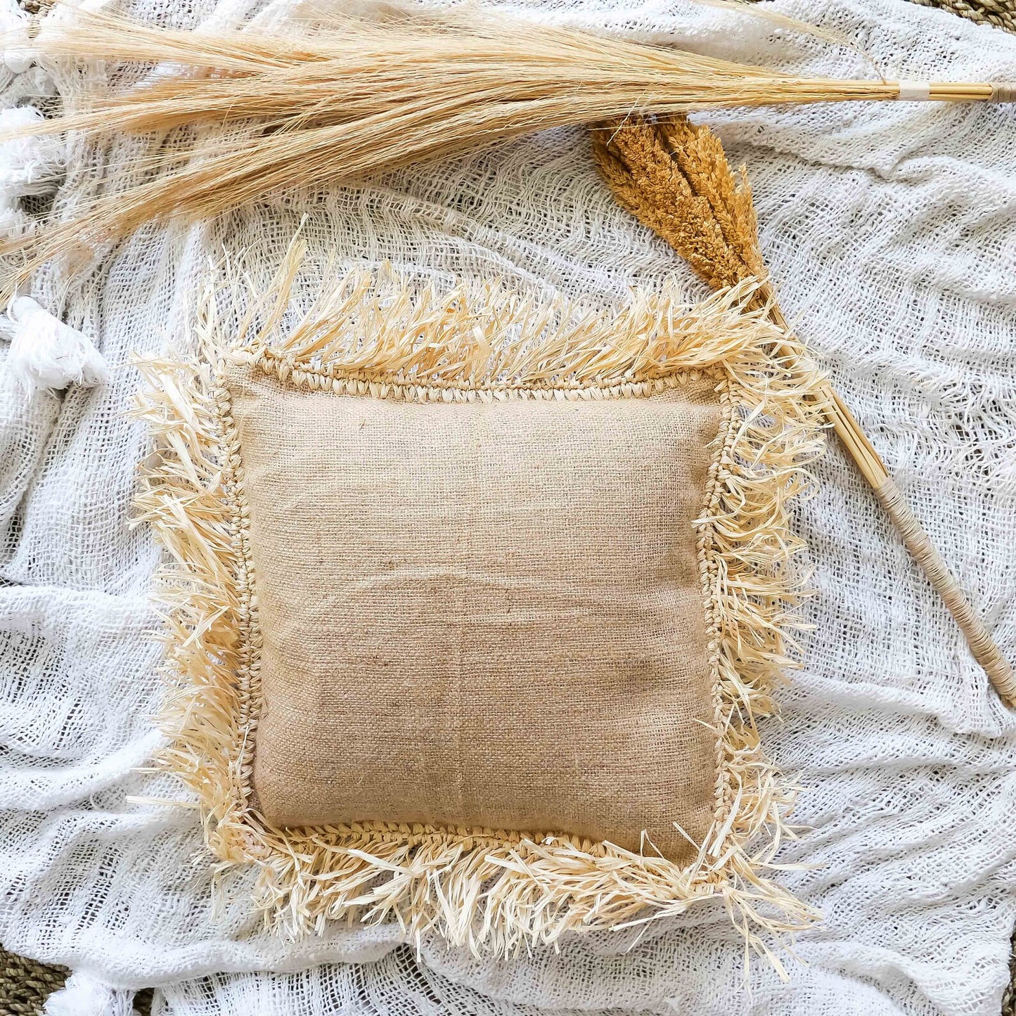 Jute Raffia Natural Handmade Pillow Cover