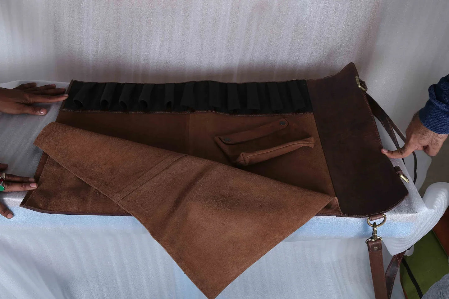 knife roll genuine leather