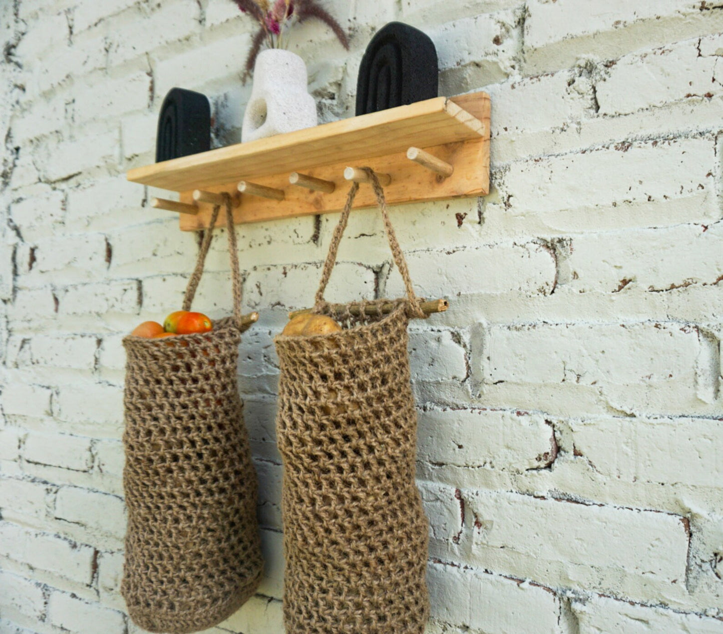 jute kitchen hanging fruit vegetable basket