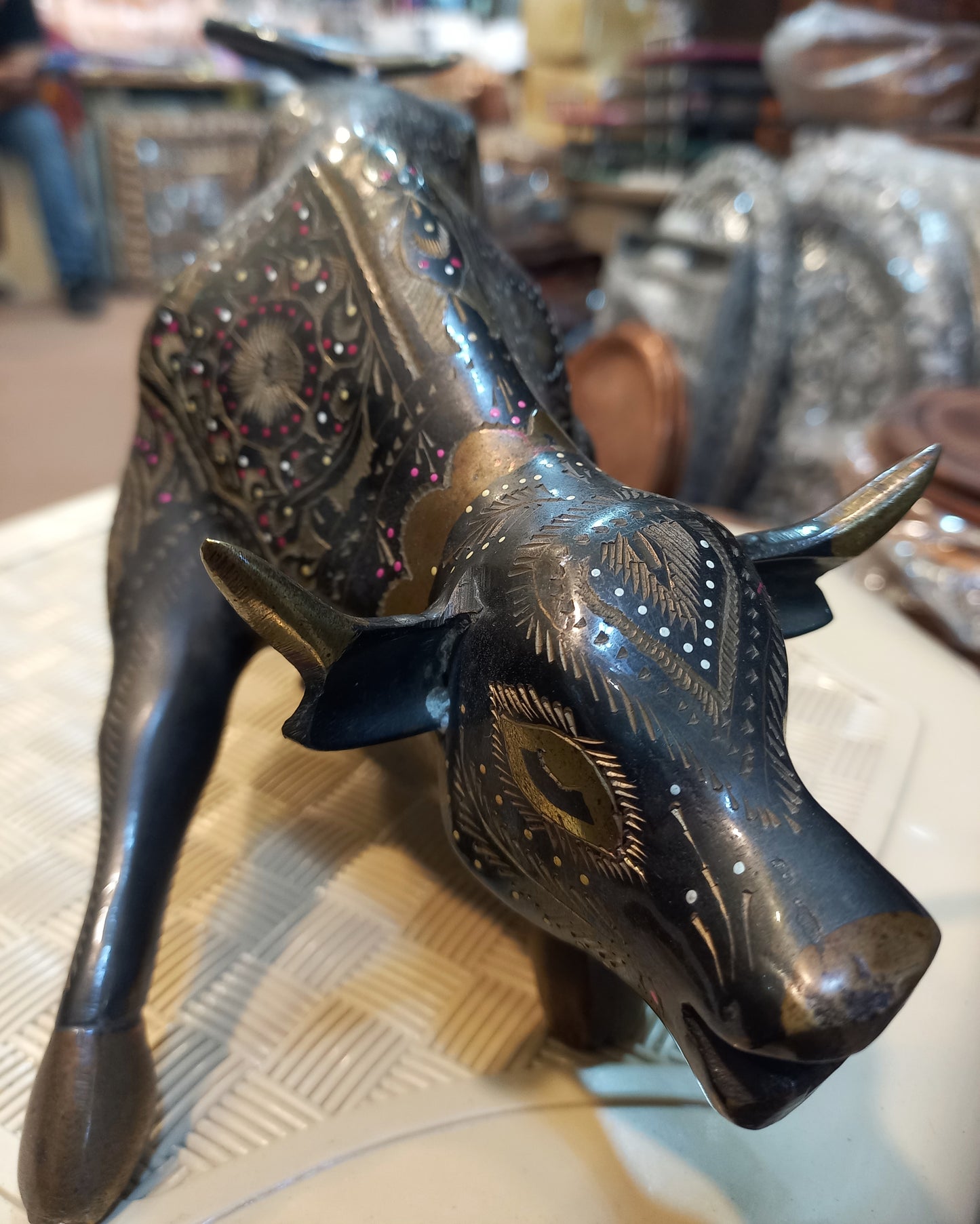 Brass Bull Statue Wall Street Inspired Antique Decor