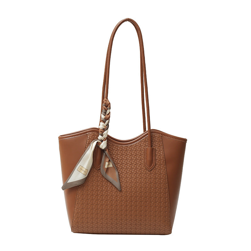 Women’s Texture Leather Shoulder Tote Bag Large Capacity