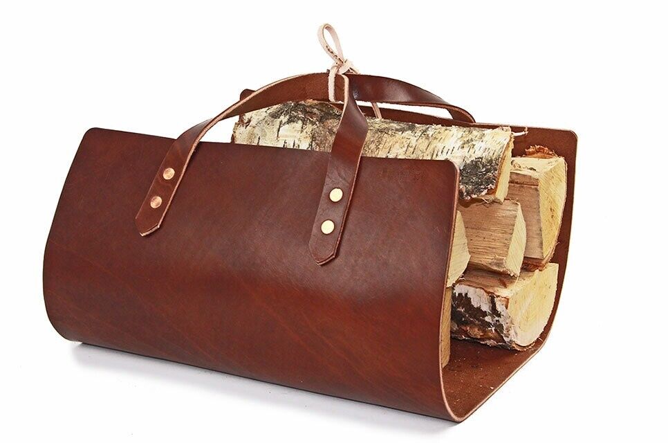 Genuine Leather Log Carrier