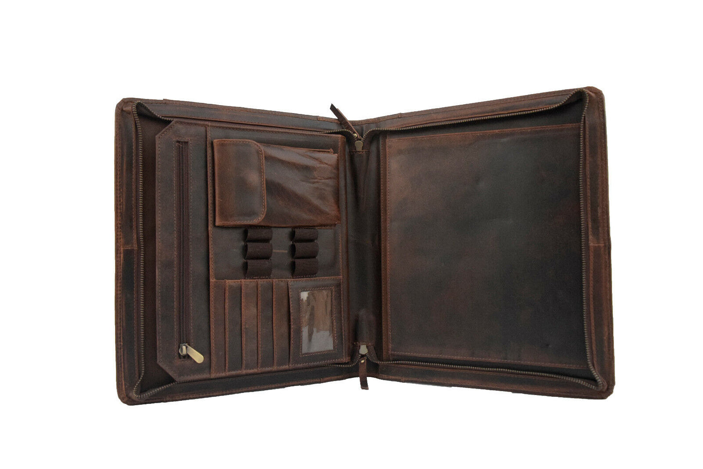 Genuine Dark Leather Portfolio Organizer