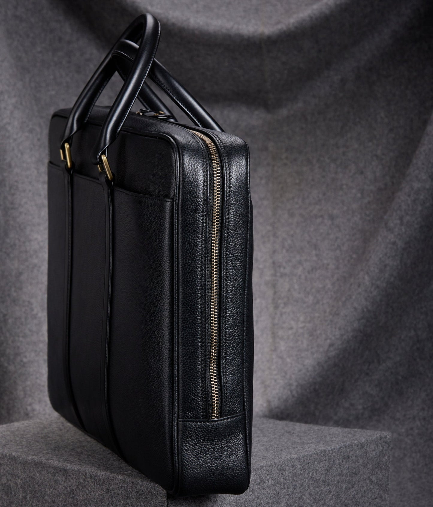 Slim Genuine Leather Briefcase with Double Handles