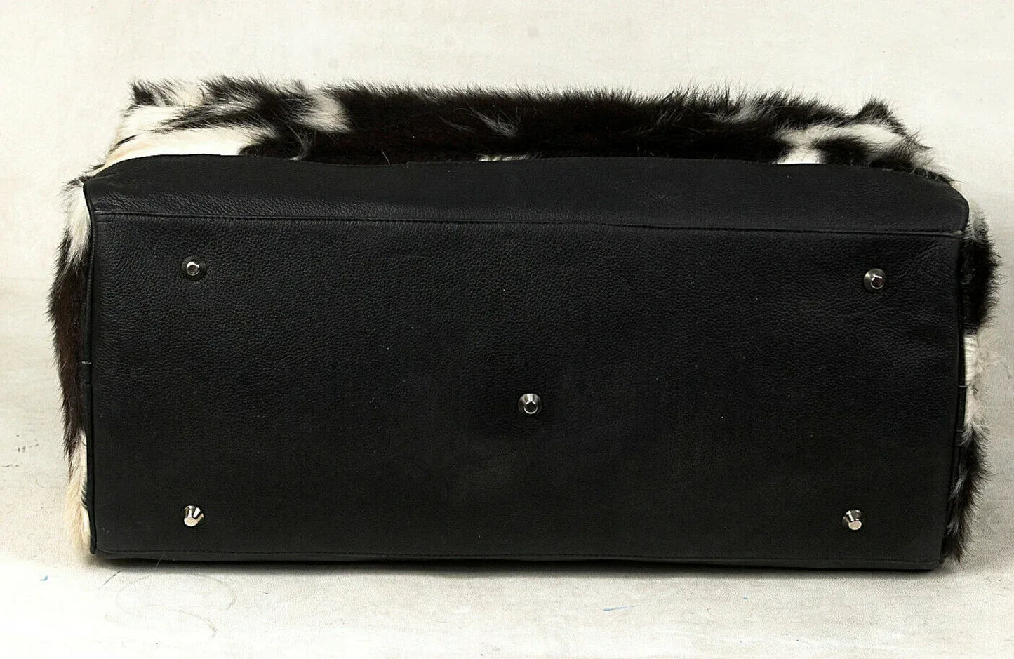 Exotic Black White Cowhide Luggage Bag