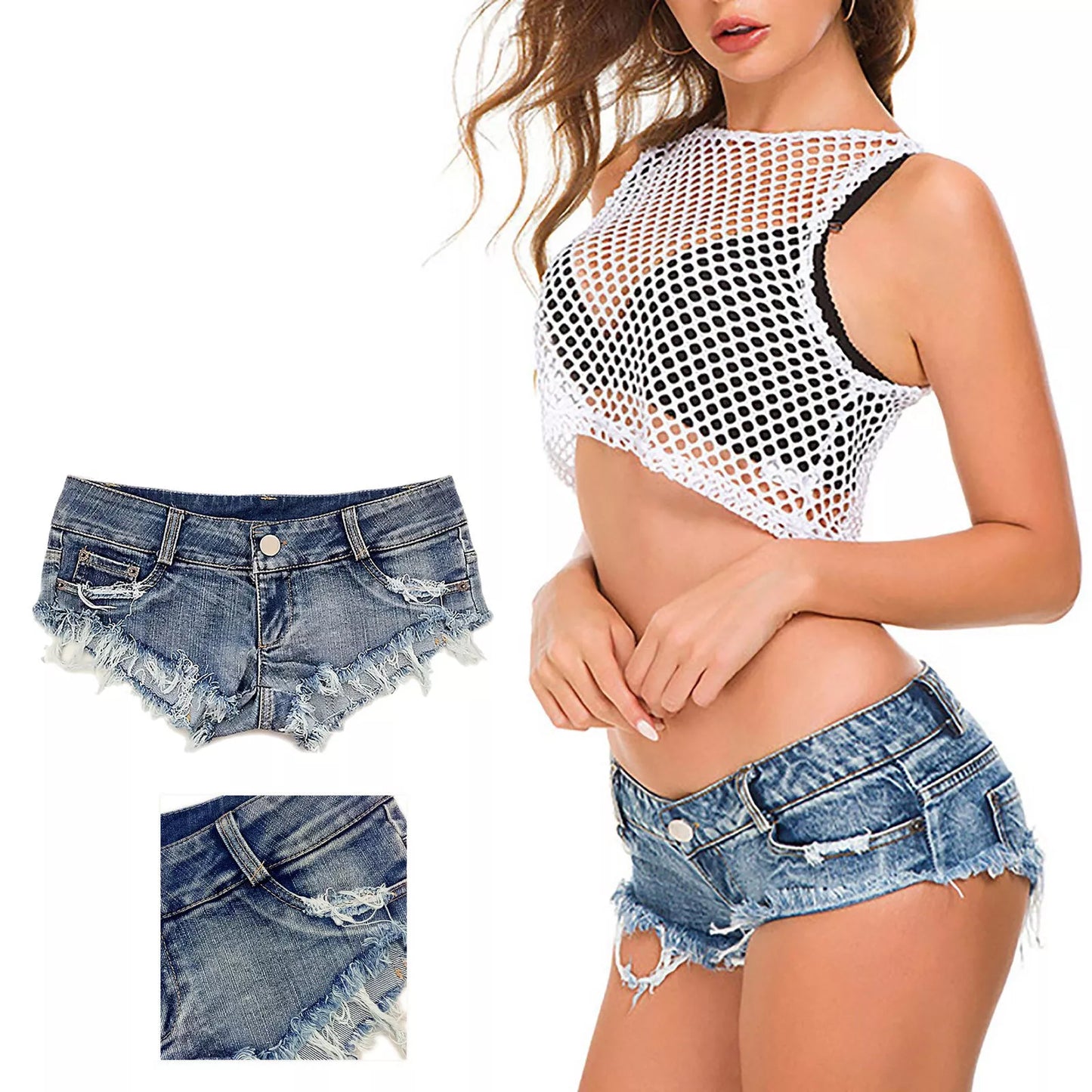 Women's Denim Micro Shorts for Festival