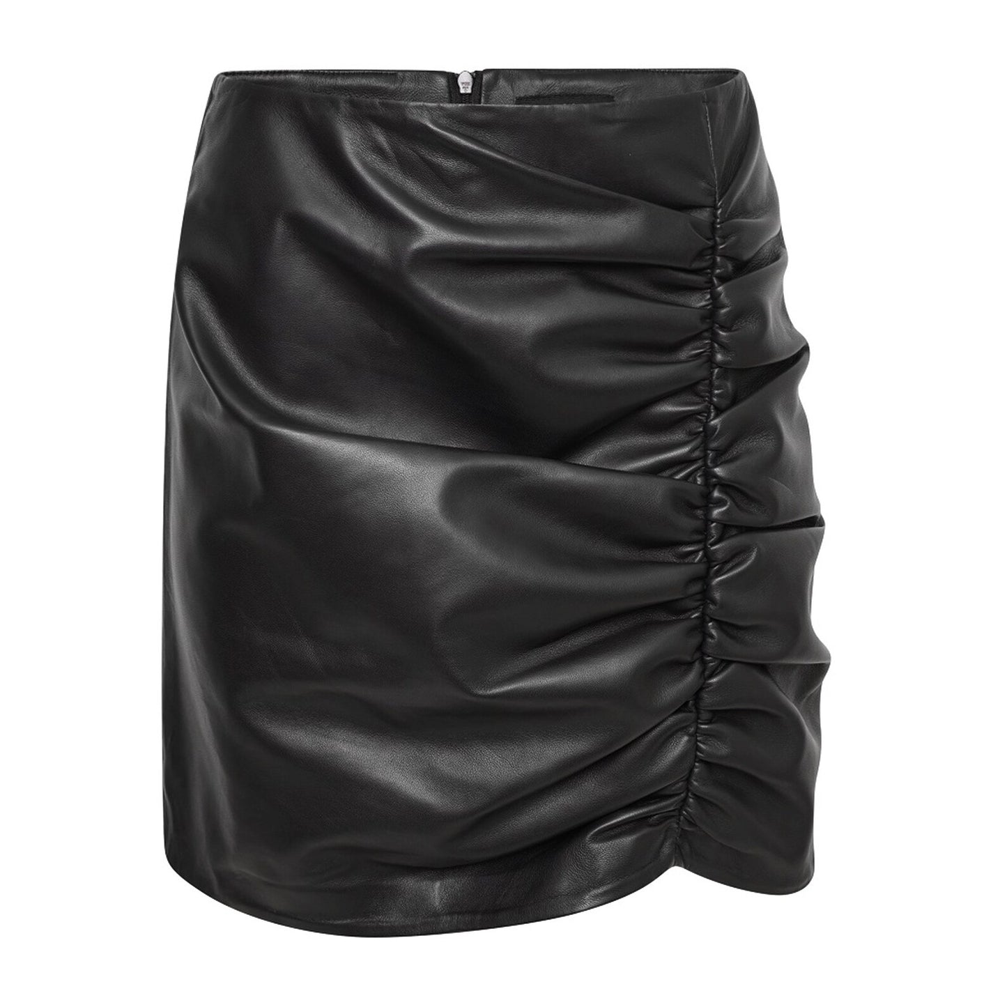 Leather Ruched Detail Mini Skirt for Women