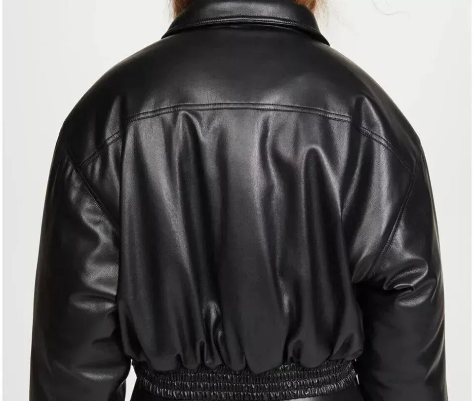 Oversized Women Leather Jacket Bomber