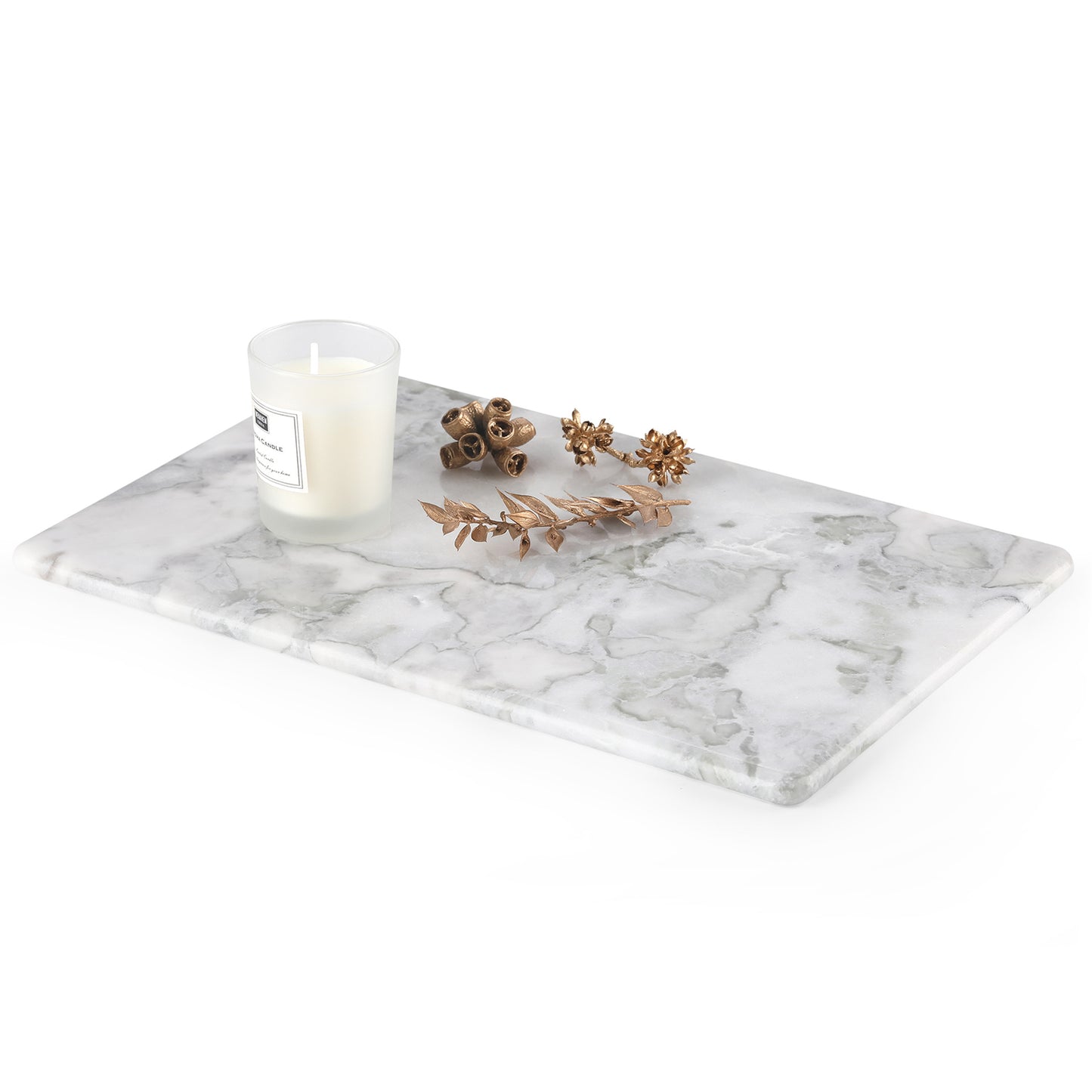 White Jade Marble Tray Flat Plate Aromatherapy Decoration